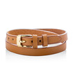 LIGHT BROWN BRACELET STRAP WITH A GOLD BUCKLE